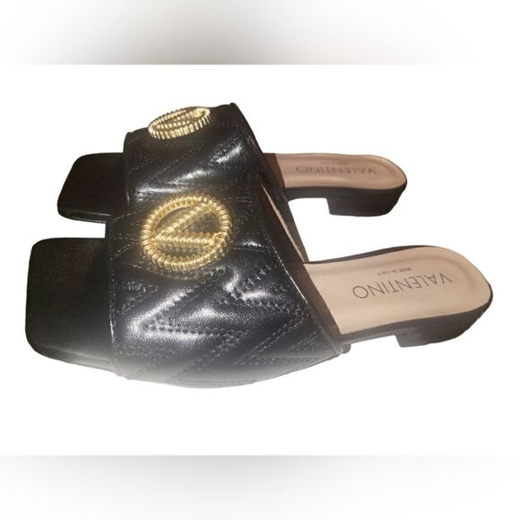 Mario Valentino Afrodite. Leather Slip-on Sandals - Picture 2 of 5